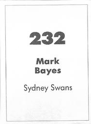 1990 Select AFL Stickers #232 Mark Bayes Back